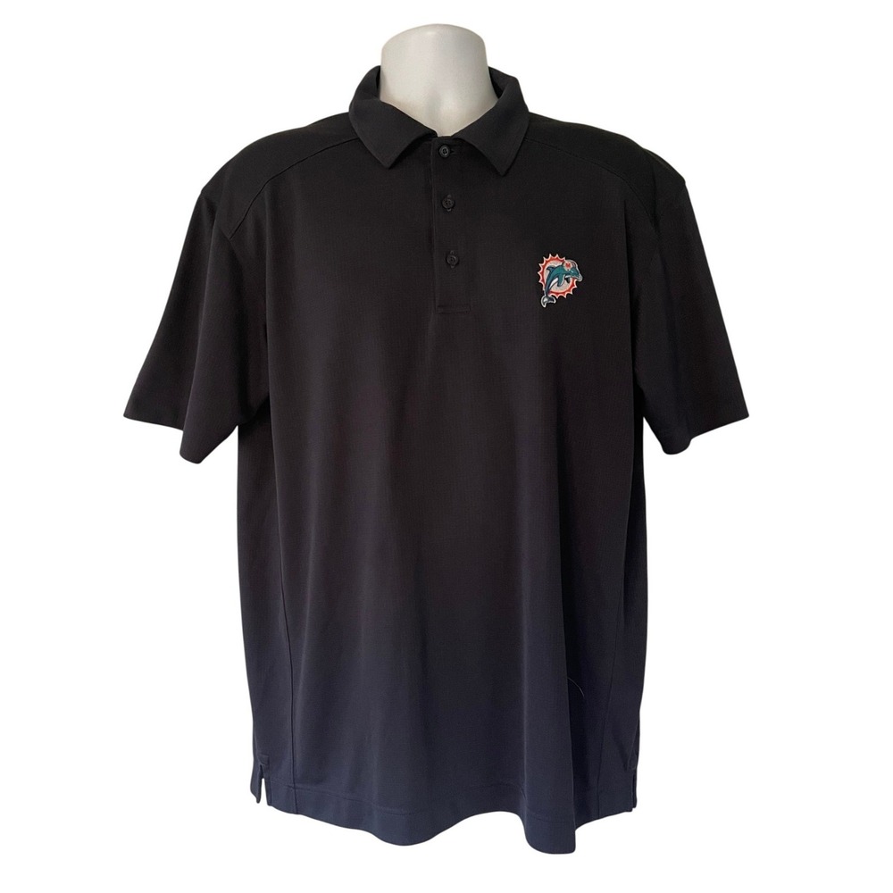 Cutter & Buck Mens‎ Miami Dolphins NFL Polo Shirt Navy BlueCB DryTec Large